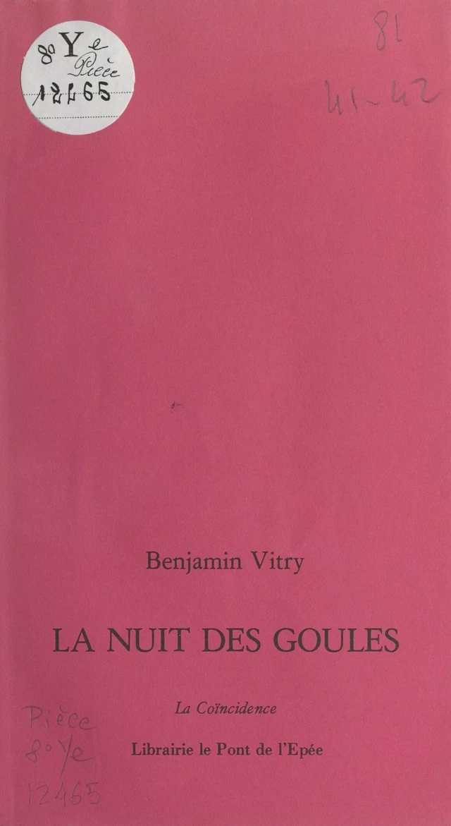 La nuit des goules - Benjamin Vitry - FeniXX réédition numérique