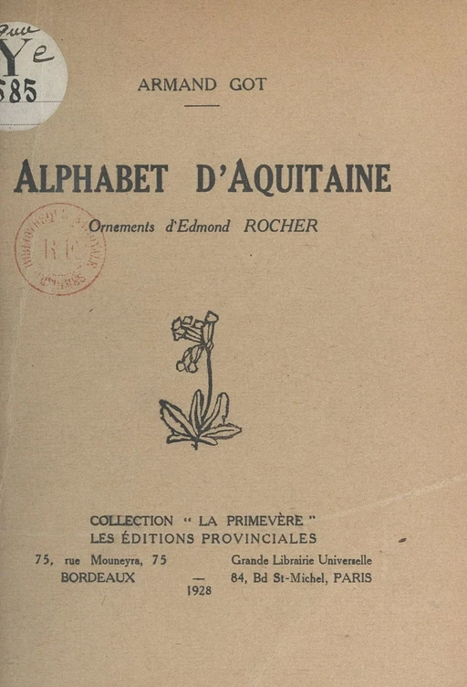 Alphabet d'Aquitaine - Armand Got - FeniXX réédition numérique