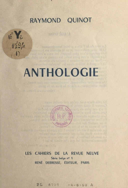 Anthologie - Raymond Quinot - FeniXX réédition numérique