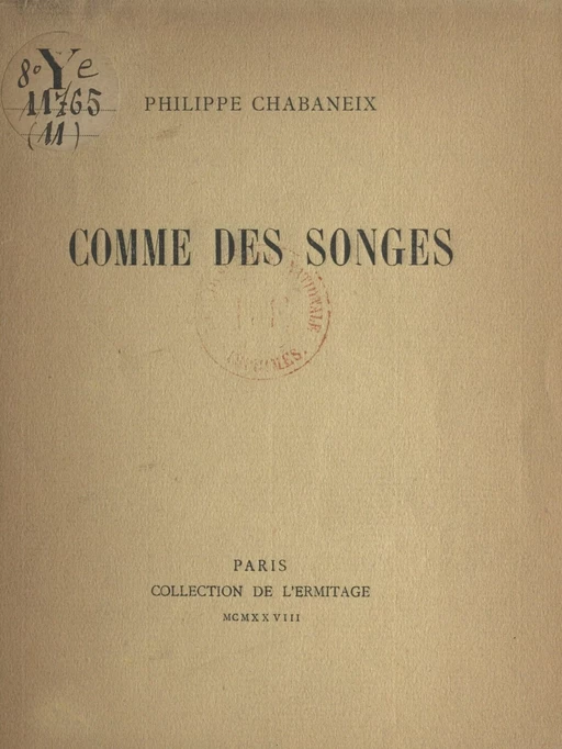 Comme des songes - Philippe Chabaneix - FeniXX réédition numérique