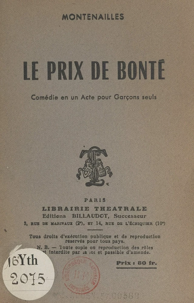 Le prix de bonté -  Montenailles - FeniXX réédition numérique