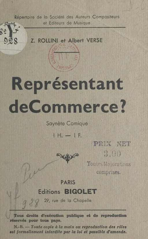 Représentant de commerce ? - Zecca Rollini, Albert Verse - FeniXX réédition numérique