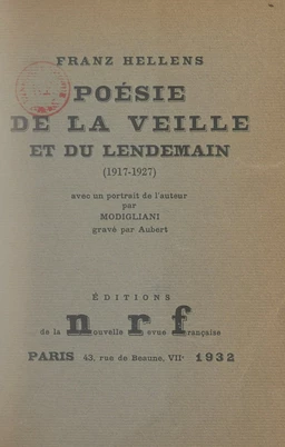 Poésie de la veille et du lendemain (1917-1927)