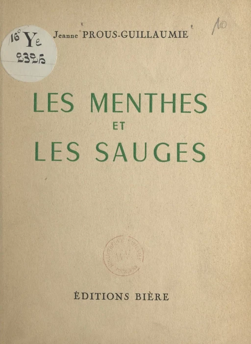 Les menthes et les sauges - Jeanne Prous-Guillaumie - FeniXX réédition numérique