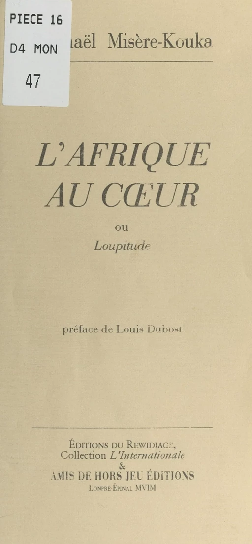 L'Afrique au cœur - Raphaël Misère-Kouka - FeniXX réédition numérique