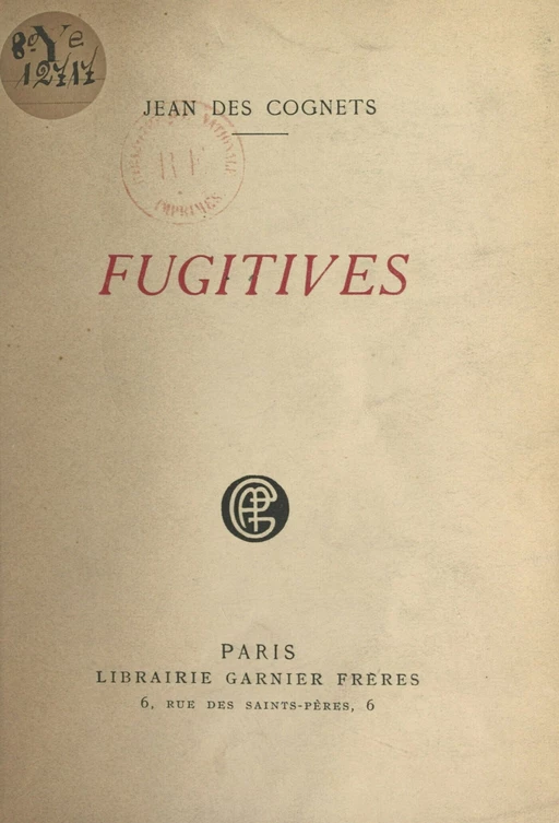 Fugitives - Jean des Cognets - FeniXX réédition numérique