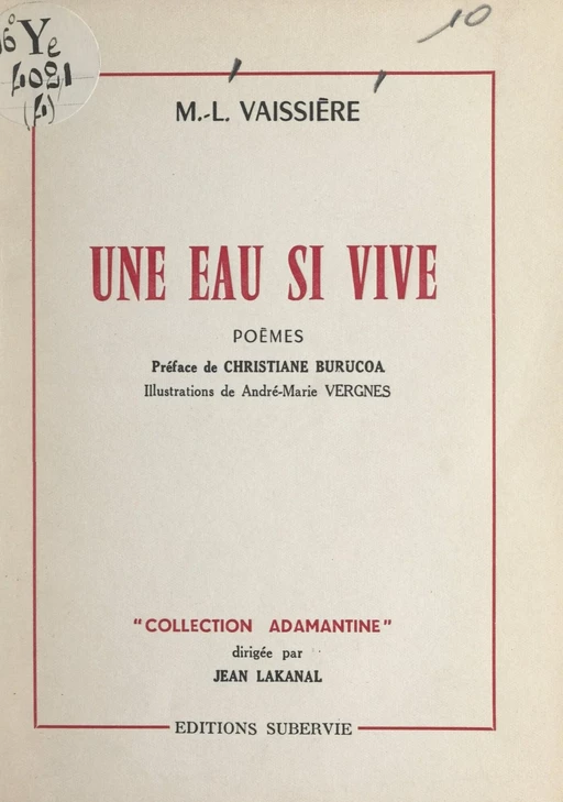 Une eau si vive - Marie-Louise Vaissière - FeniXX réédition numérique