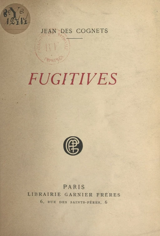 Fugitives - Jean des Cognets - FeniXX réédition numérique