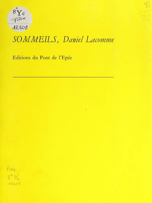 Sommeils - Daniel Lacomme - FeniXX réédition numérique