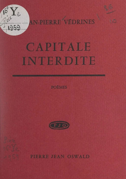 Capitale interdite - Jean-Pierre Védrines - FeniXX réédition numérique