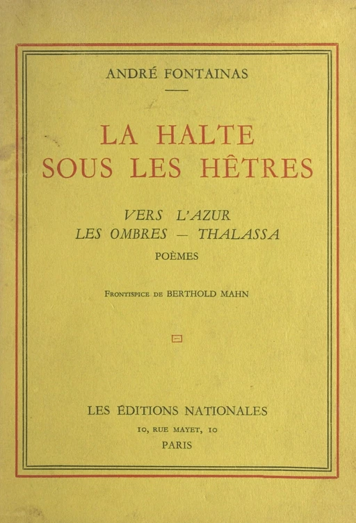 La halte sous les hêtres - André Fontainas - FeniXX réédition numérique