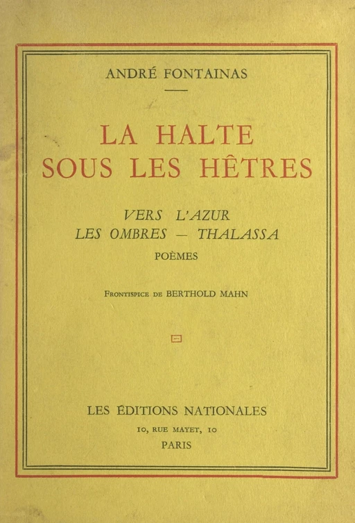 La halte sous les hêtres - André Fontainas - FeniXX réédition numérique