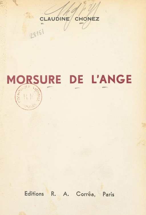 Morsure de l'ange - Claudine Chonez - FeniXX réédition numérique