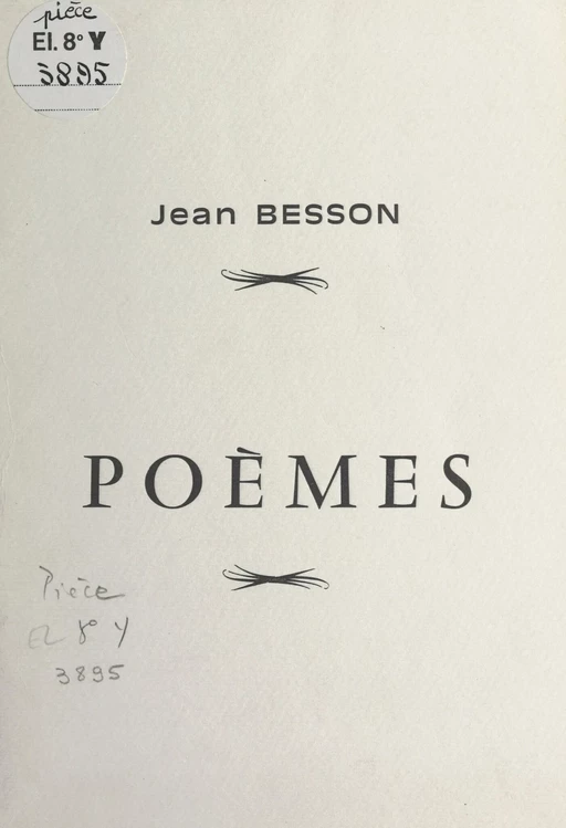 Poèmes - Jean Besson - FeniXX réédition numérique