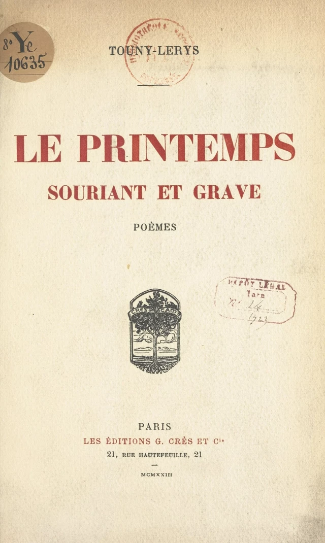 Le printemps souriant et grave -  Touny-Lérys - FeniXX réédition numérique