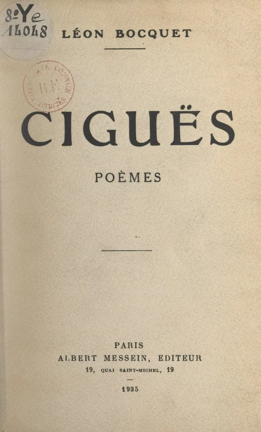 Ciguës - Léon Bocquet - FeniXX réédition numérique