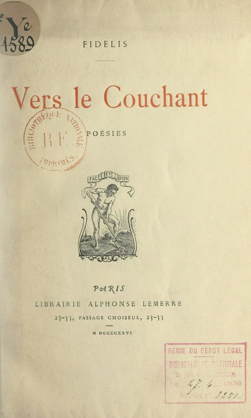 Vers le couchant -  Fidelis - FeniXX réédition numérique