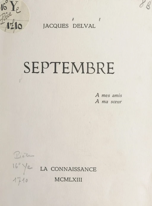 Septembre - Jacques Delval - FeniXX réédition numérique