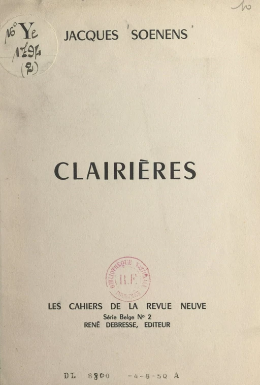 Clairières - Jacques Soenens - FeniXX réédition numérique