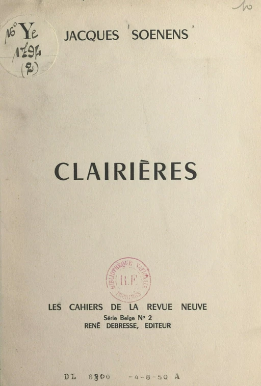 Clairières - Jacques Soenens - FeniXX réédition numérique