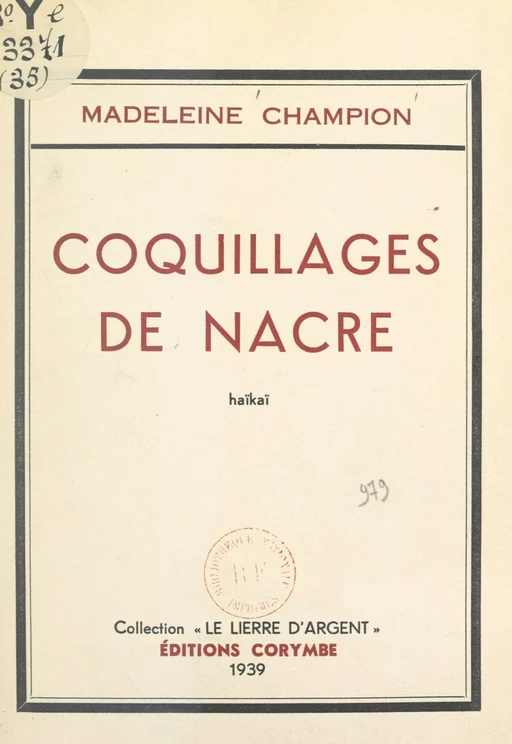 Coquillages de nacre - Madeleine Champion - FeniXX réédition numérique