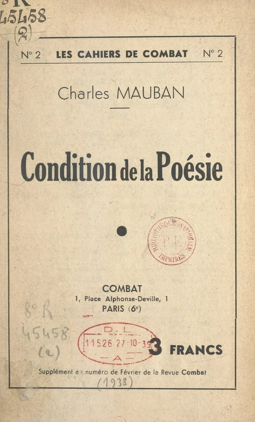 Condition de la poésie - Charles Mauban - FeniXX réédition numérique