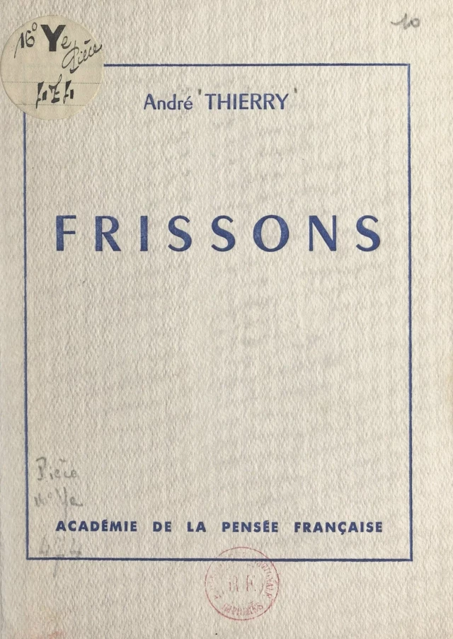 Frissons - André Thierry - FeniXX réédition numérique