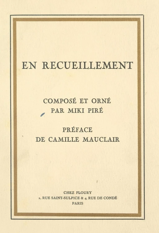 En recueillement - Miki Piré - FeniXX réédition numérique