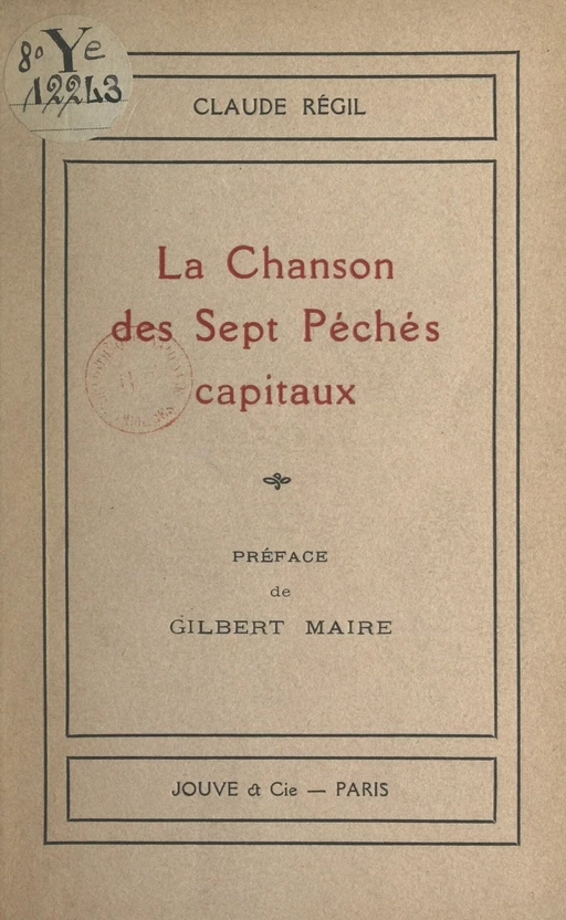 La chanson des sept Péchés capitaux - Claude Régil - FeniXX réédition numérique