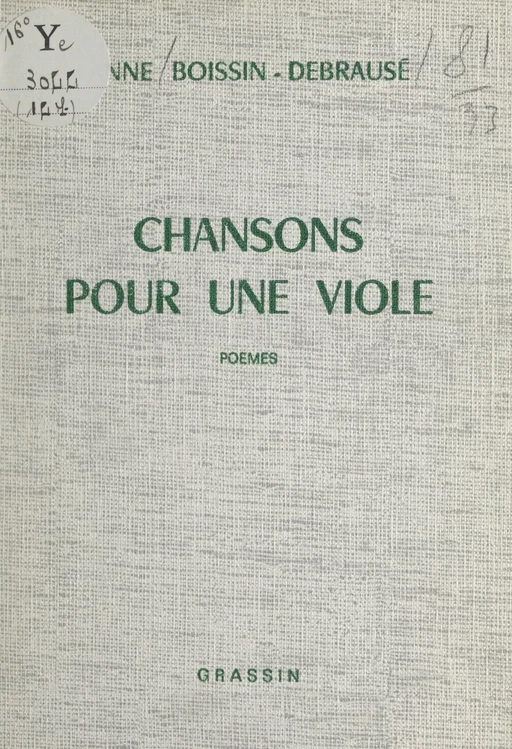 Chansons pour une viole - Anne Debrausé - FeniXX réédition numérique