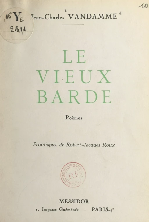 Le vieux barde - Jean Vandamme - FeniXX réédition numérique