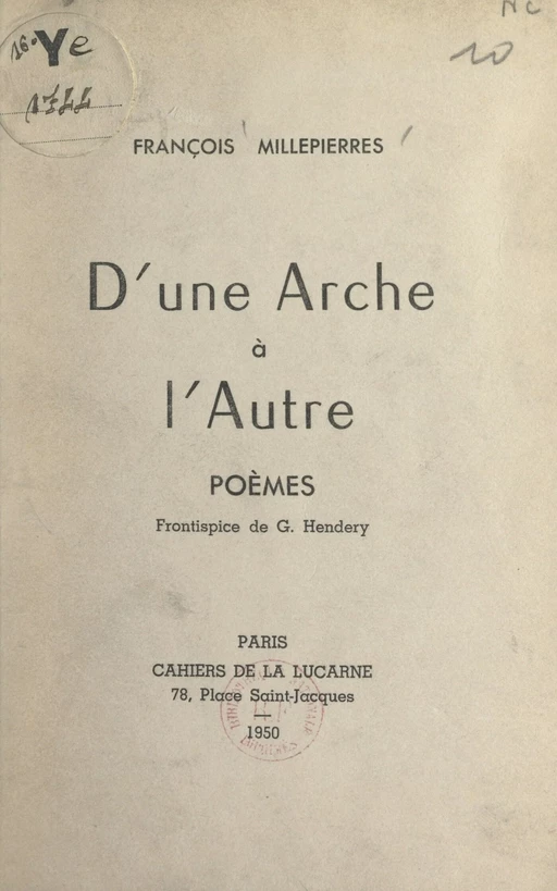 D'une arche à l'autre - François Millepierres - FeniXX réédition numérique