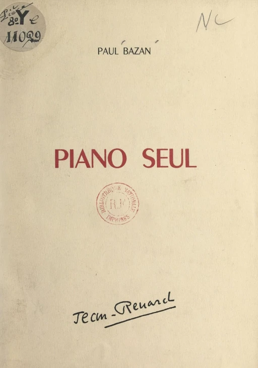 Piano seul - Paul Bazan - FeniXX réédition numérique