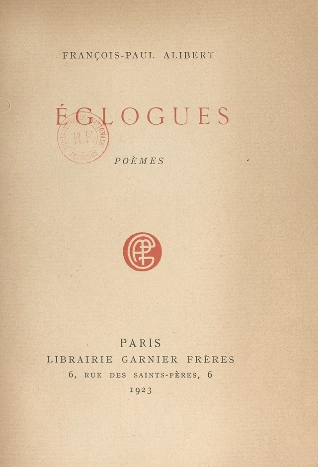 Églogues - François-Paul Alibert - FeniXX réédition numérique