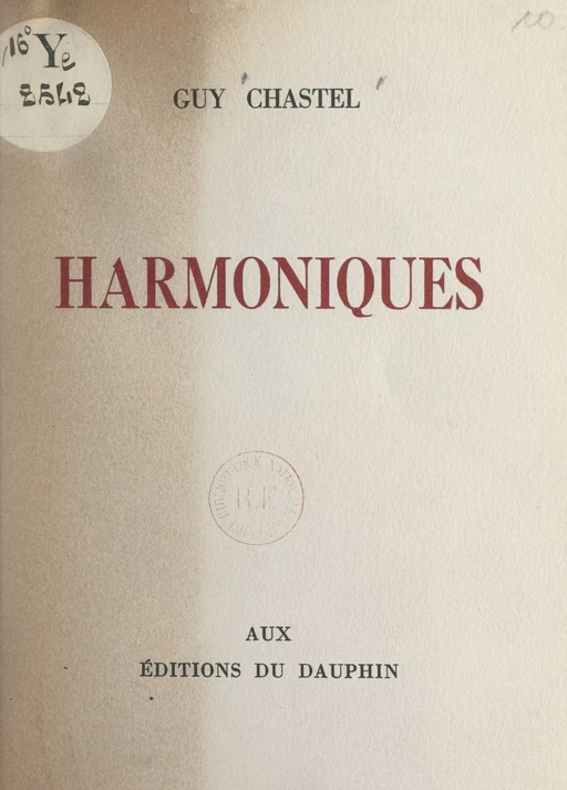 Harmoniques - Guy Chastel - FeniXX réédition numérique