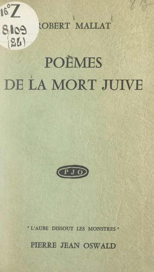 Poèmes de la mort juive - Robert Mallat - FeniXX réédition numérique