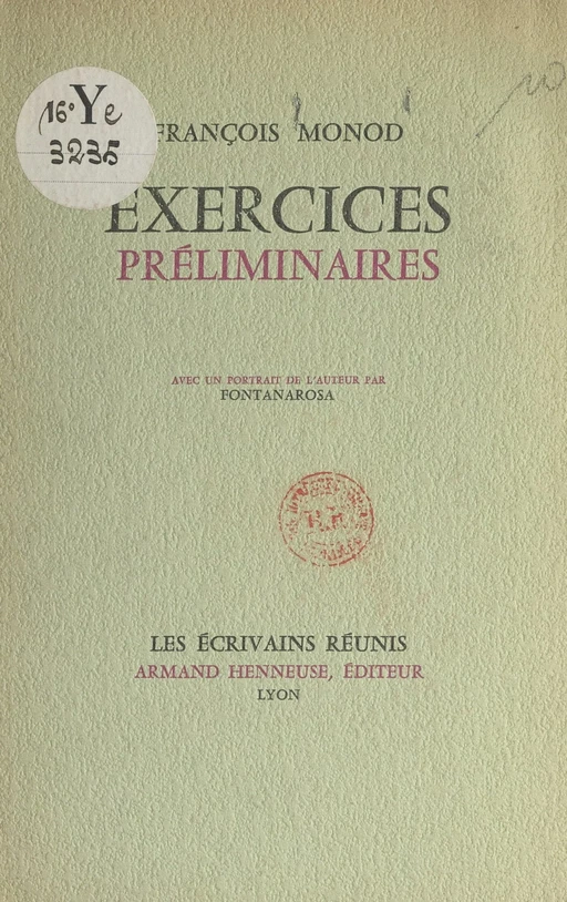 Exercices préliminaires - François Monod - FeniXX réédition numérique