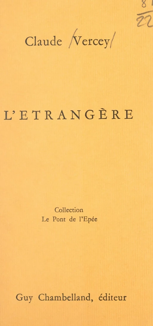 L'étrangère - Claude Vercey - FeniXX réédition numérique