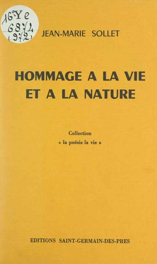 Hommage à la vie et à la nature - Jean-Marie Sollet - FeniXX réédition numérique