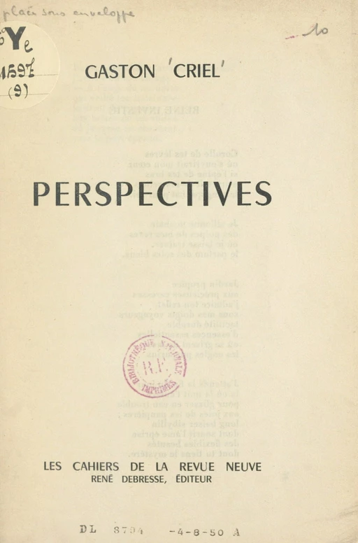 Perspectives - Gaston Criel - FeniXX réédition numérique