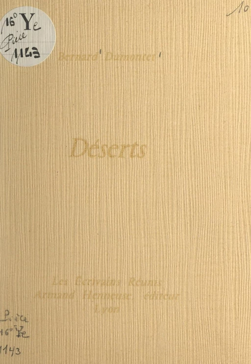 Déserts - Bernard Dumontet - FeniXX réédition numérique