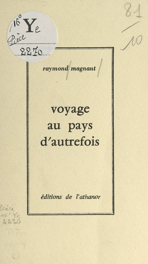 Voyage au pays d'autrefois - Raymond Magnant - FeniXX réédition numérique