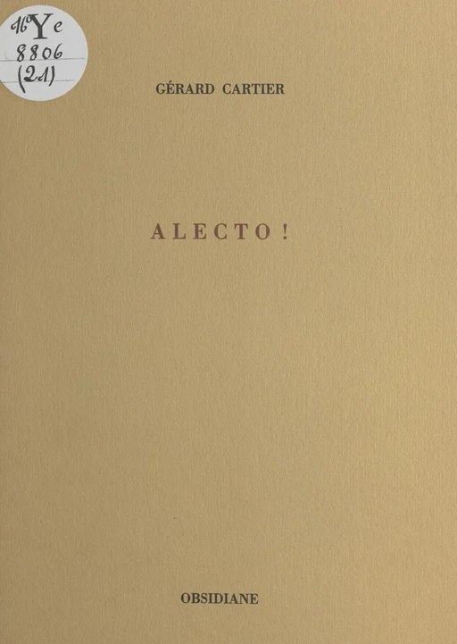 Alecto ! - Gérard Cartier - FeniXX réédition numérique