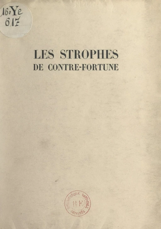 Les strophes de contre-fortune - Vincent Muselli - FeniXX réédition numérique