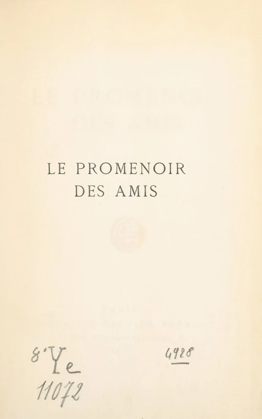 Le promenoir des amis - Léon Vérane - FeniXX réédition numérique