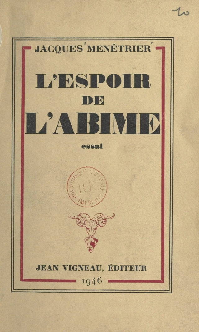 L'espoir de l'abîme - Jacques Ménétrier - FeniXX réédition numérique