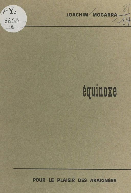 Équinoxe - Joachim Mogarra - FeniXX réédition numérique