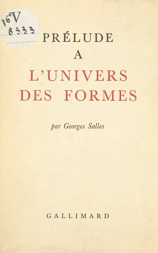 Prélude à l'univers des formes - Georges Salles - FeniXX réédition numérique