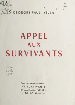 Appel aux survivants