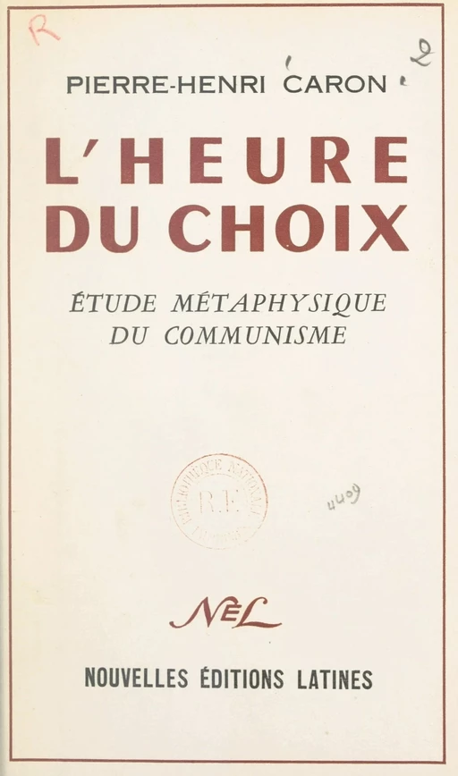 L'heure du choix - Pierre-Henri Caron - FeniXX réédition numérique